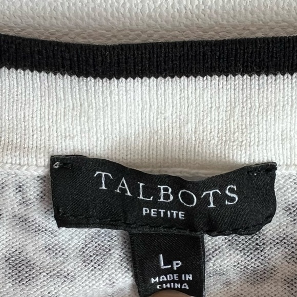 Talbots Women’s Black and White Short Sleeve Lightweight Sweater- LP - Picture 3 of 9